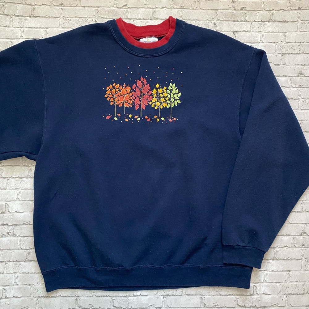 Vintage Crewneck Sweatshirt with Fall Tree Graphic